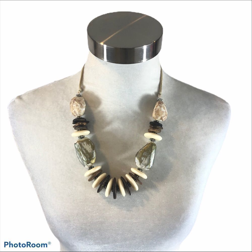 Chunky Mixed Media Statement Necklace‎